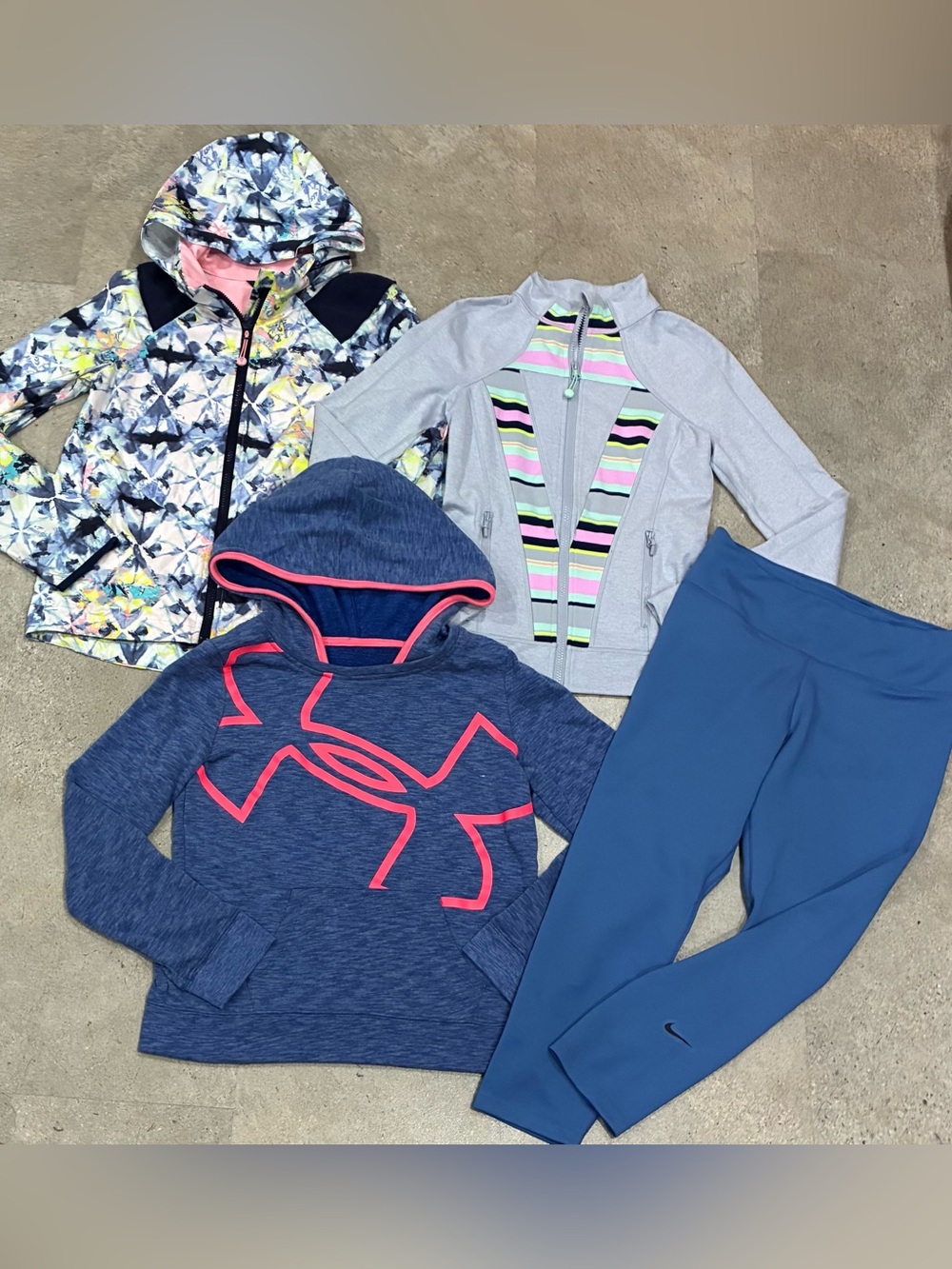 Girls IVIVVA (LULULEMON)/NIKE/UNDER ARMOUR Jackets…Leggings & Sweatshirt, sz 14